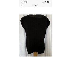 Talbots Woman Petite Size 1XP Black Knit Sleeveless Pullover Sweater Button NEW